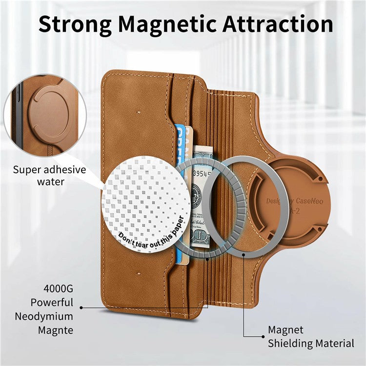 CASENEO For Huawei Pura 70 Ultra Case Cross Texture Leather Detachable Magnetic Phone Cover - Brown