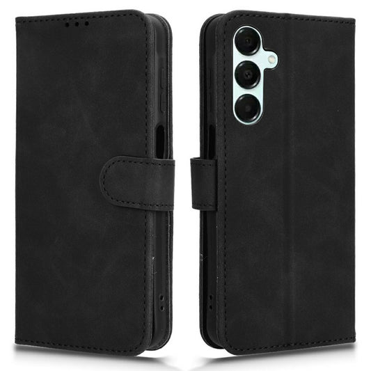For Samsung Galaxy A16 5G / A16 4G Leather Case Skin-Feel Anti-Drop Wallet Flip Phone Cover - Black