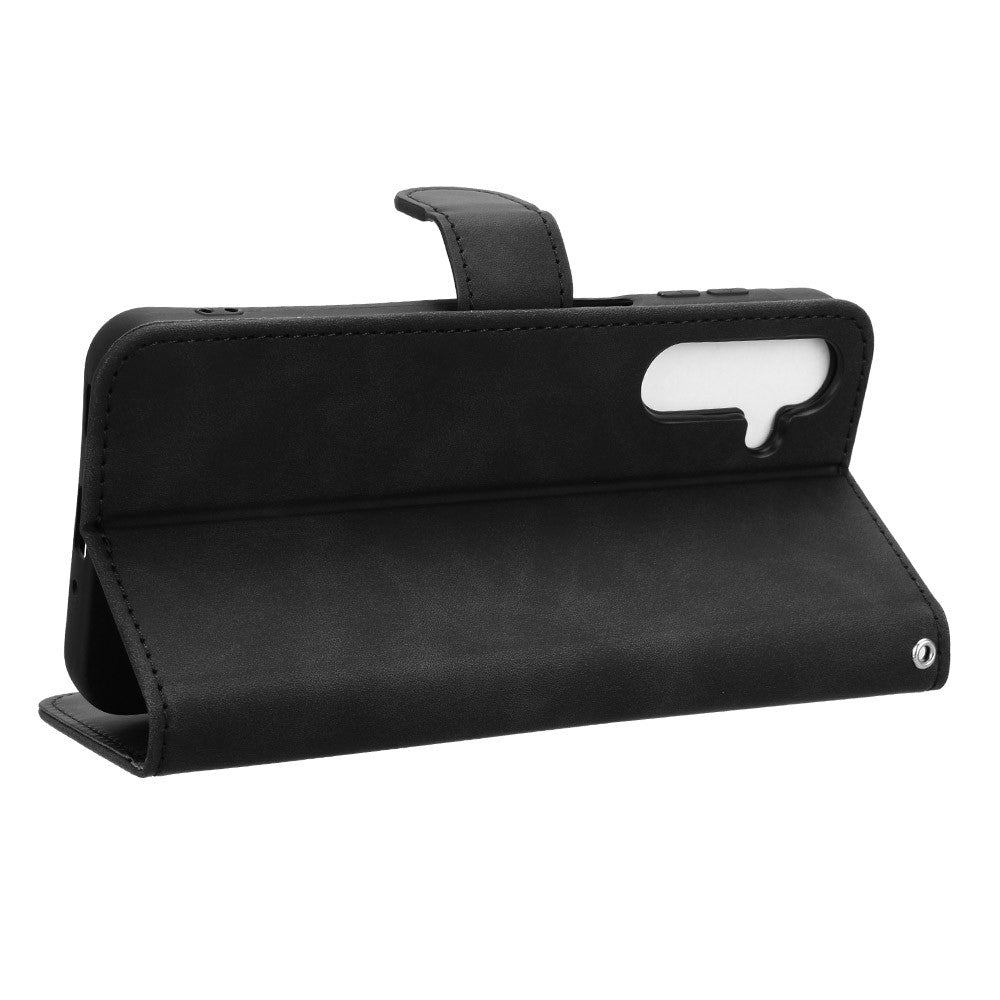 For Samsung Galaxy A16 5G / A16 4G Leather Case Skin-Feel Anti-Drop Wallet Flip Phone Cover - Black