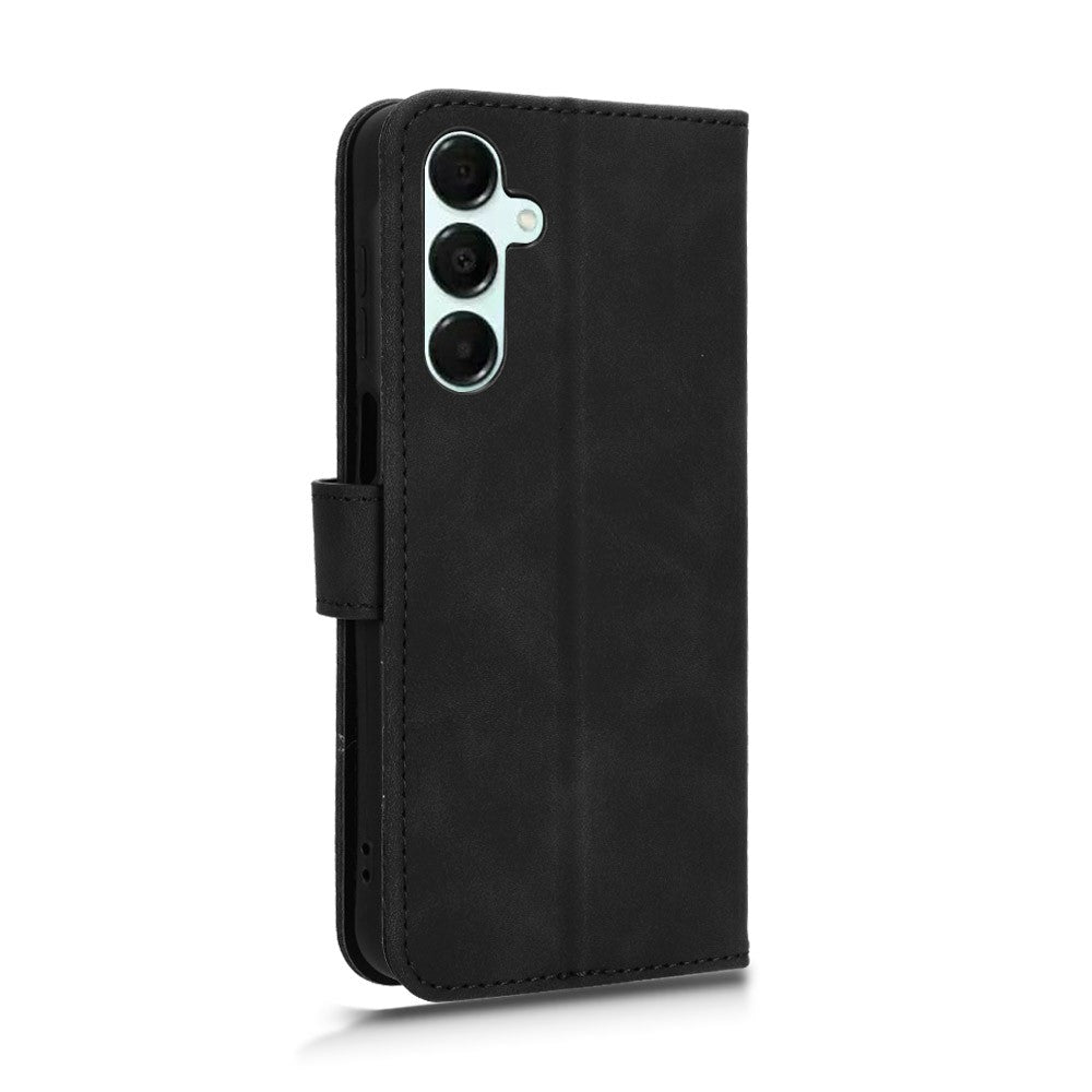 For Samsung Galaxy A16 5G / A16 4G Leather Case Skin-Feel Anti-Drop Wallet Flip Phone Cover - Black