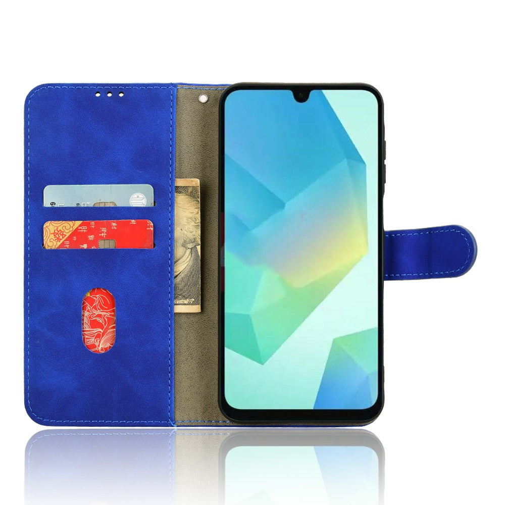 For Samsung Galaxy A16 5G / A16 4G Leather Case Skin-Feel Anti-Drop Wallet Flip Phone Cover - Blue