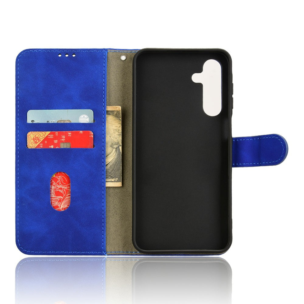 For Samsung Galaxy A16 5G / A16 4G Leather Case Skin-Feel Anti-Drop Wallet Flip Phone Cover - Blue