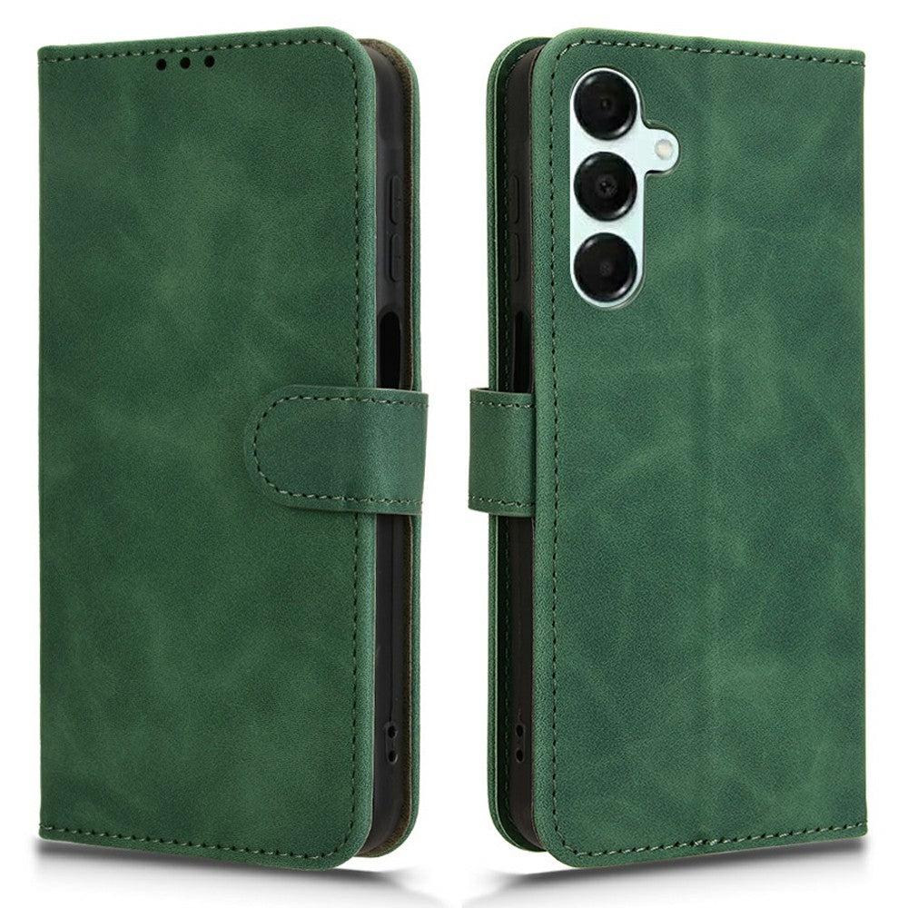 For Samsung Galaxy A16 5G / A16 4G Leather Case Skin-Feel Anti-Drop Wallet Flip Phone Cover - Green