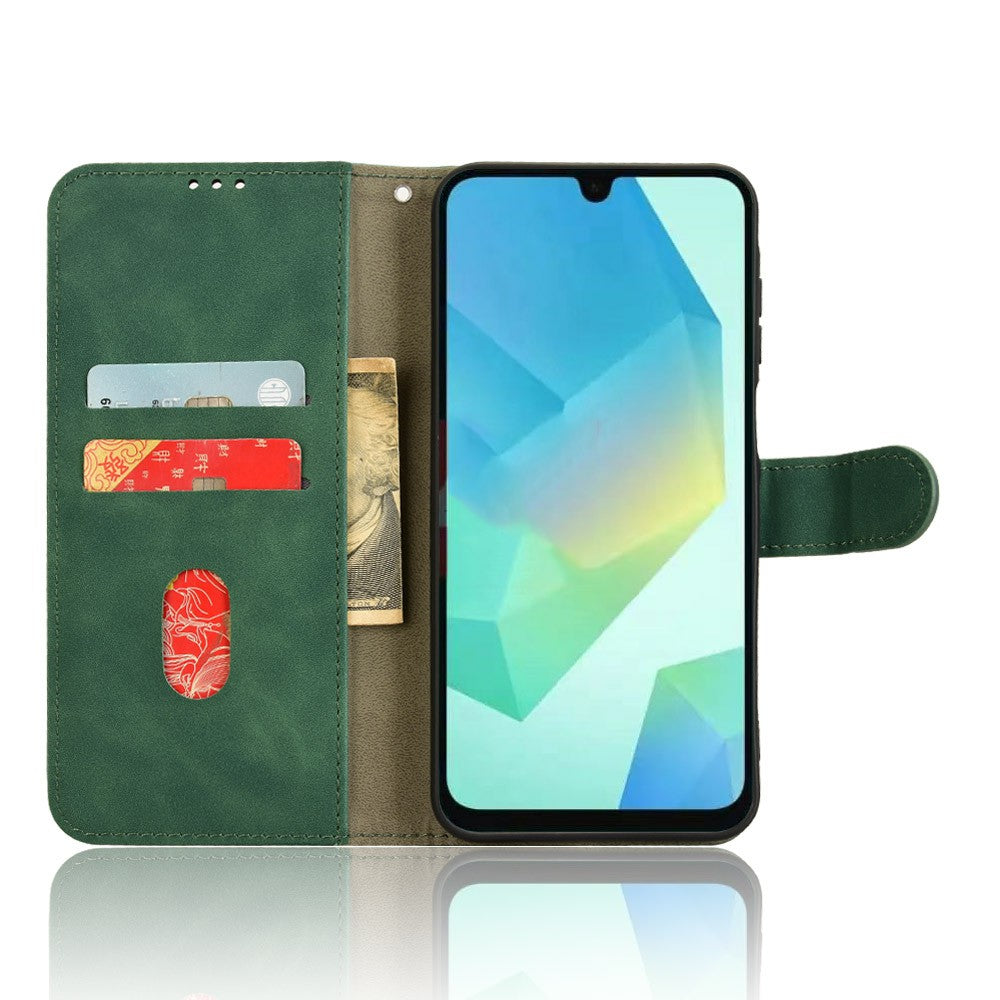 For Samsung Galaxy A16 5G / A16 4G Leather Case Skin-Feel Anti-Drop Wallet Flip Phone Cover - Green
