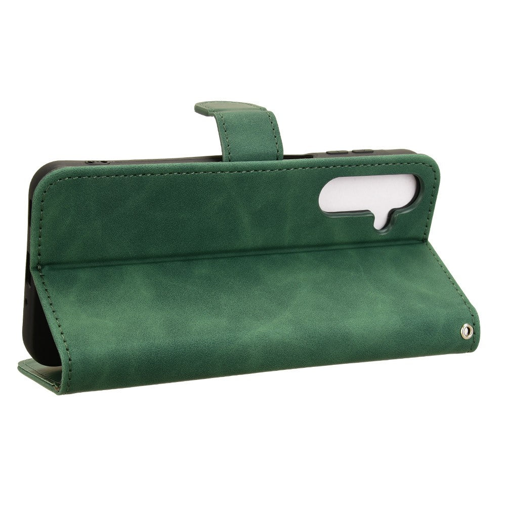 For Samsung Galaxy A16 5G / A16 4G Leather Case Skin-Feel Anti-Drop Wallet Flip Phone Cover - Green