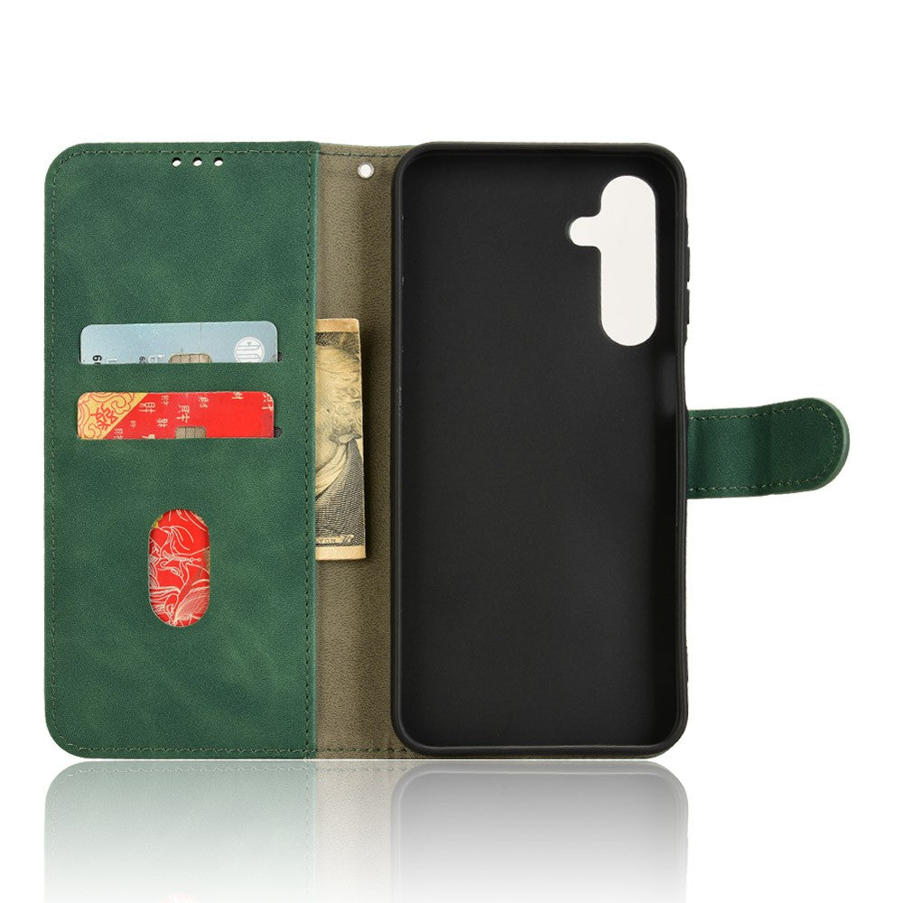 For Samsung Galaxy A16 5G / A16 4G Leather Case Skin-Feel Anti-Drop Wallet Flip Phone Cover - Green