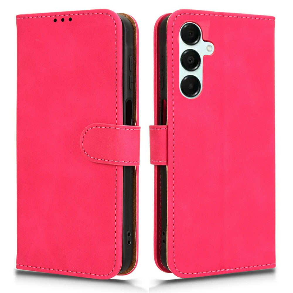 For Samsung Galaxy A16 5G / A16 4G Leather Case Skin-Feel Anti-Drop Wallet Flip Phone Cover - Rose