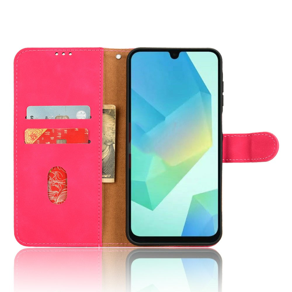 For Samsung Galaxy A16 5G / A16 4G Leather Case Skin-Feel Anti-Drop Wallet Flip Phone Cover - Rose