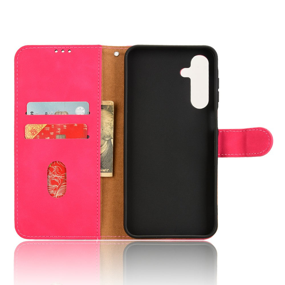 For Samsung Galaxy A16 5G / A16 4G Leather Case Skin-Feel Anti-Drop Wallet Flip Phone Cover - Rose