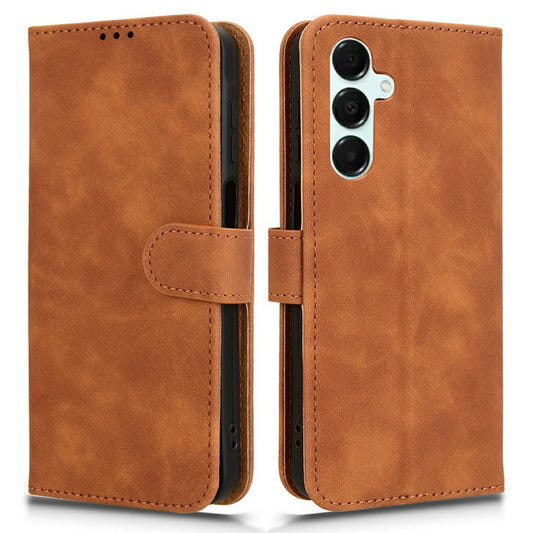 For Samsung Galaxy A16 5G / A16 4G Leather Case Skin-Feel Anti-Drop Wallet Flip Phone Cover - Brown