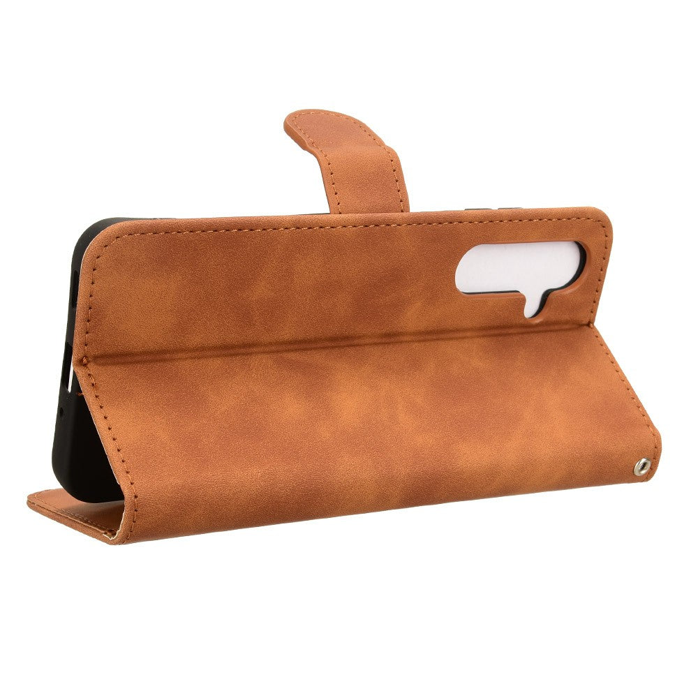For Samsung Galaxy A16 5G / A16 4G Leather Case Skin-Feel Anti-Drop Wallet Flip Phone Cover - Brown