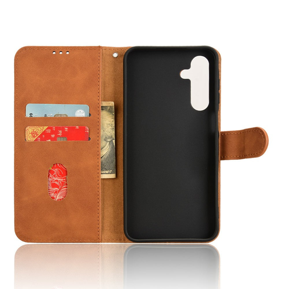 For Samsung Galaxy A16 5G / A16 4G Leather Case Skin-Feel Anti-Drop Wallet Flip Phone Cover - Brown