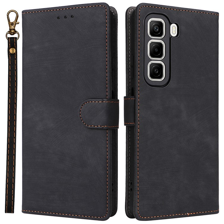 For Infinix Hot 50 5G X6720 Wallet Case RFID Blocking PU Leather Cover Stand View - Black