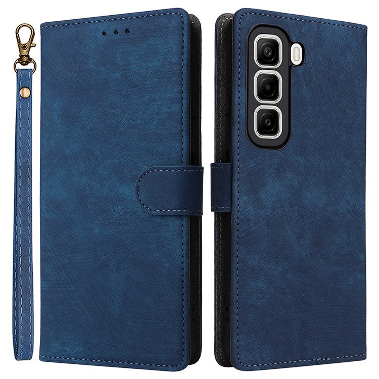 For Infinix Hot 50 5G X6720 Wallet Case RFID Blocking PU Leather Cover Stand View - Blue