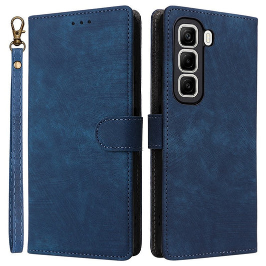 For Infinix Hot 50 5G X6720 Wallet Case RFID Blocking PU Leather Cover Stand View - Blue