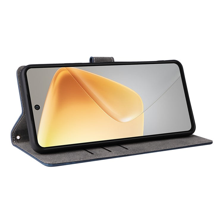 For Infinix Hot 50 5G X6720 Wallet Case RFID Blocking PU Leather Cover Stand View - Blue