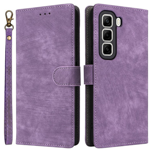 For Infinix Hot 50 5G X6720 Wallet Case RFID Blocking PU Leather Cover Stand View - Purple