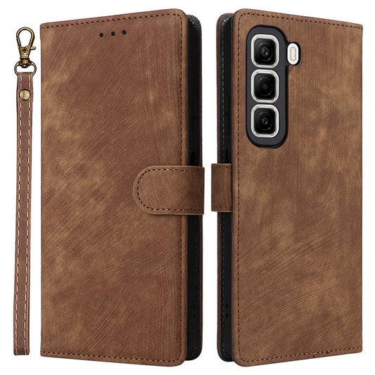 For Infinix Hot 50 5G X6720 Wallet Case RFID Blocking PU Leather Cover Stand View - Brown