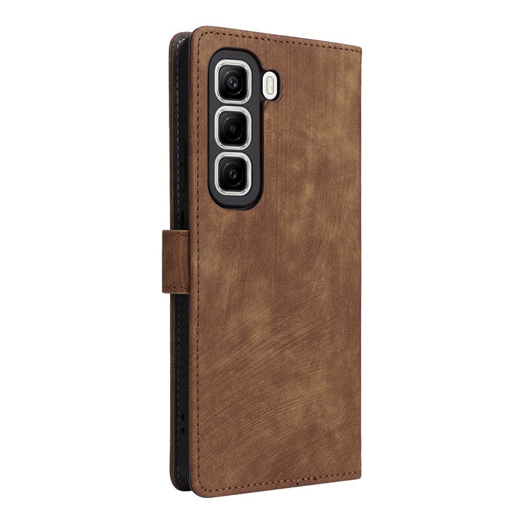 For Infinix Hot 50 5G X6720 Wallet Case RFID Blocking PU Leather Cover Stand View - Brown