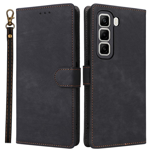 For Infinix Hot 50 4G X6882 Wallet Case RFID Blocking PU Leather Cover Stand View - Black