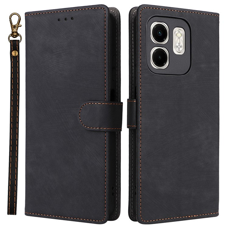 For Infinix Smart 9 4G X6532 / Hot 50i 4G X6531 Wallet Case RFID Blocking PU Leather Cover Stand View - Black