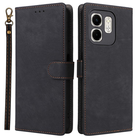 For Infinix Smart 9 4G X6532 / Hot 50i 4G X6531 Wallet Case RFID Blocking PU Leather Cover Stand View - Black