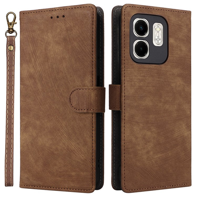 For Infinix Smart 9 4G X6532 / Hot 50i 4G X6531 Wallet Case RFID Blocking PU Leather Cover Stand View - Brown