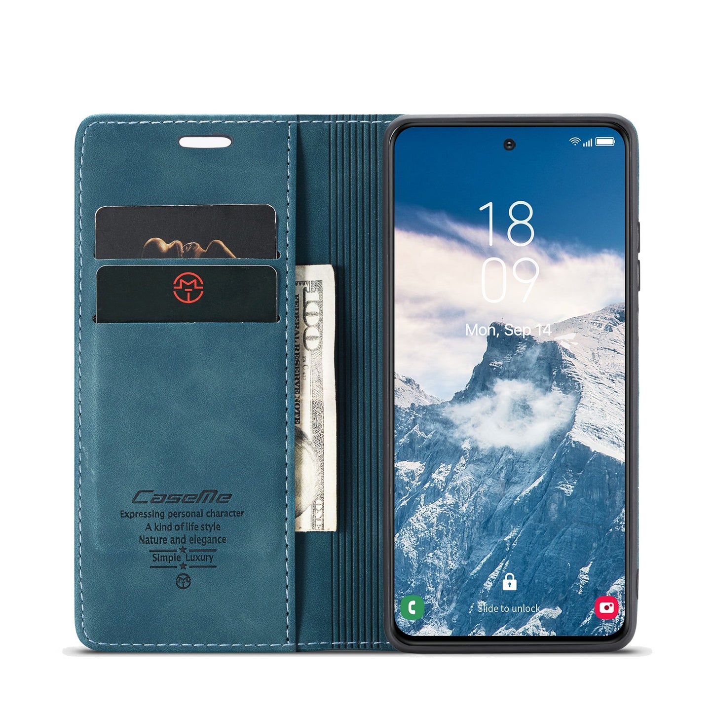 For Samsung Galaxy S24 FE Case CASEME 013 Series Card Holder Stand Leather Phone CoverCaseMe - Blue