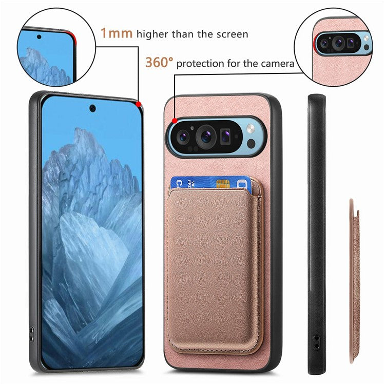 For Google Pixel 9 / Pixel 9 Pro Case Detachable Magnetic Card Bag Leather+TPU Phone Cover - Blue