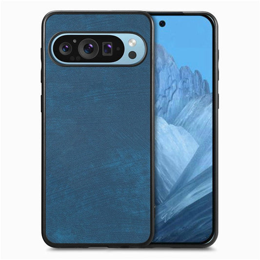 For Google Pixel 9 / Pixel 9 Pro Case Retro Leather + TPU Shockproof Protective Phone Cover - Blue