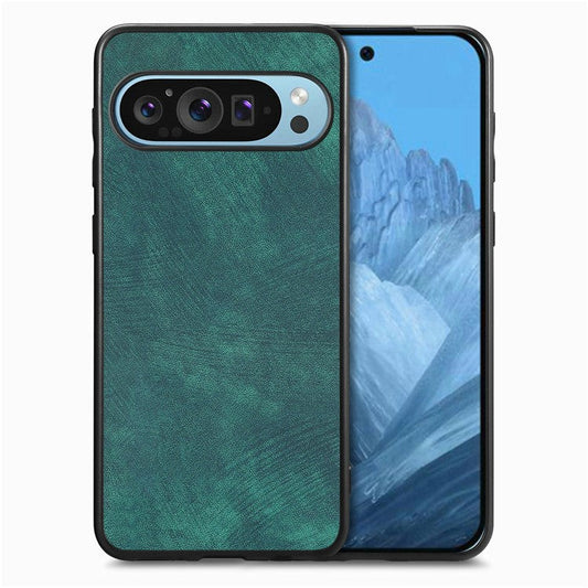For Google Pixel 9 / Pixel 9 Pro Case Retro Leather + TPU Shockproof Protective Phone Cover - Green