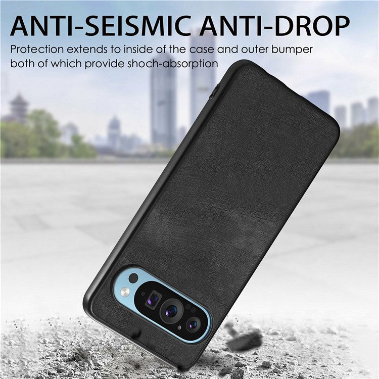 For Google Pixel 9 / Pixel 9 Pro Case Retro Leather + TPU Shockproof Protective Phone Cover - Green