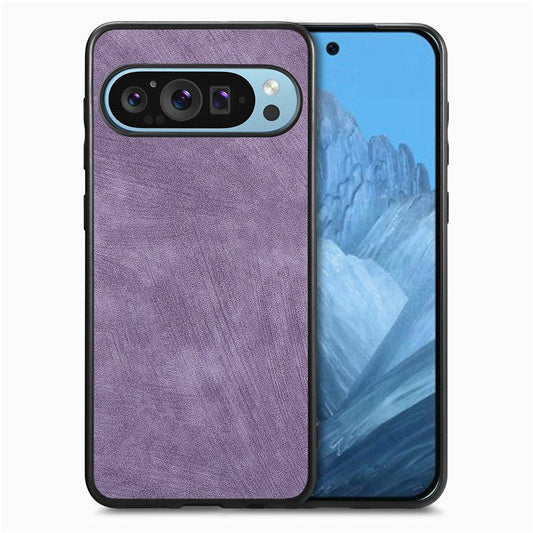 For Google Pixel 9 / Pixel 9 Pro Case Retro Leather + TPU Shockproof Protective Phone Cover - Purple