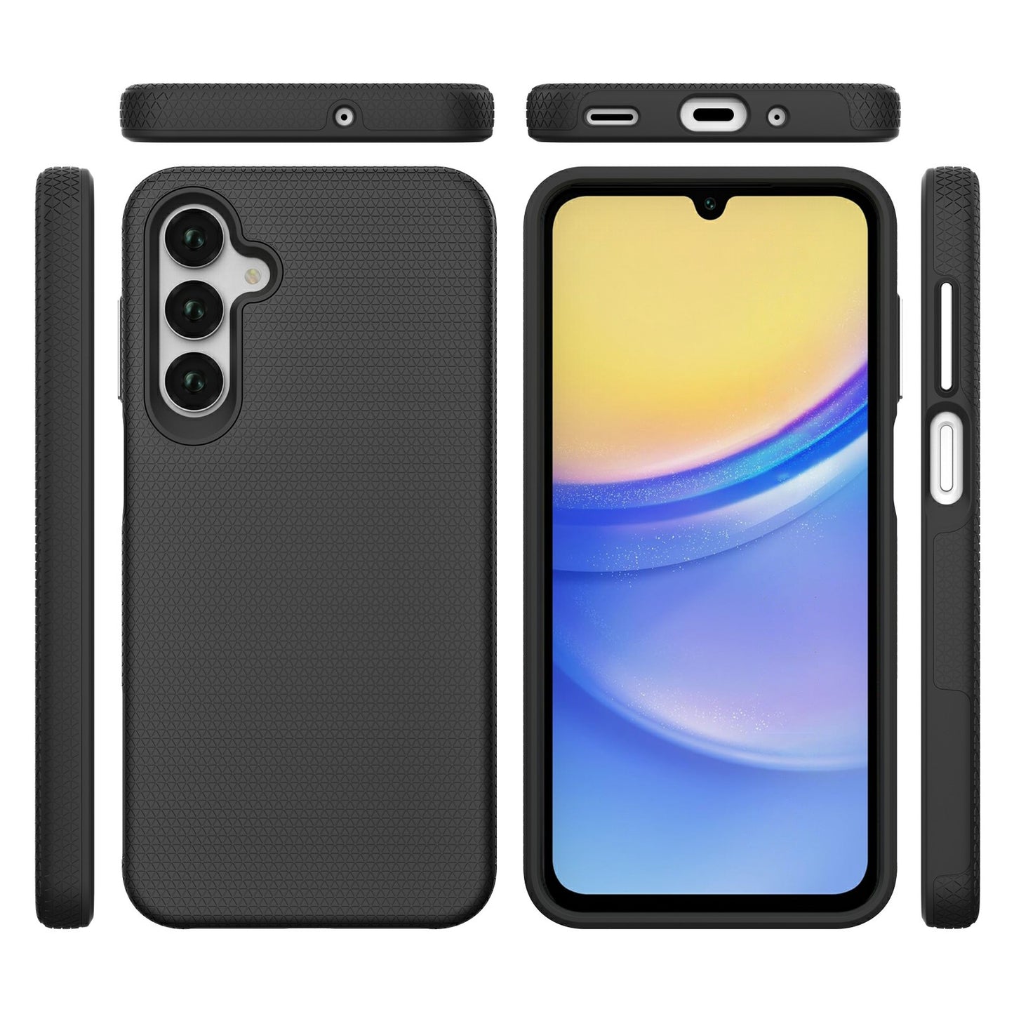 For Samsung Galaxy A16 5G / A16 4G Case TPU+PC Four Corner Anti-Drop Phone Cover - Black