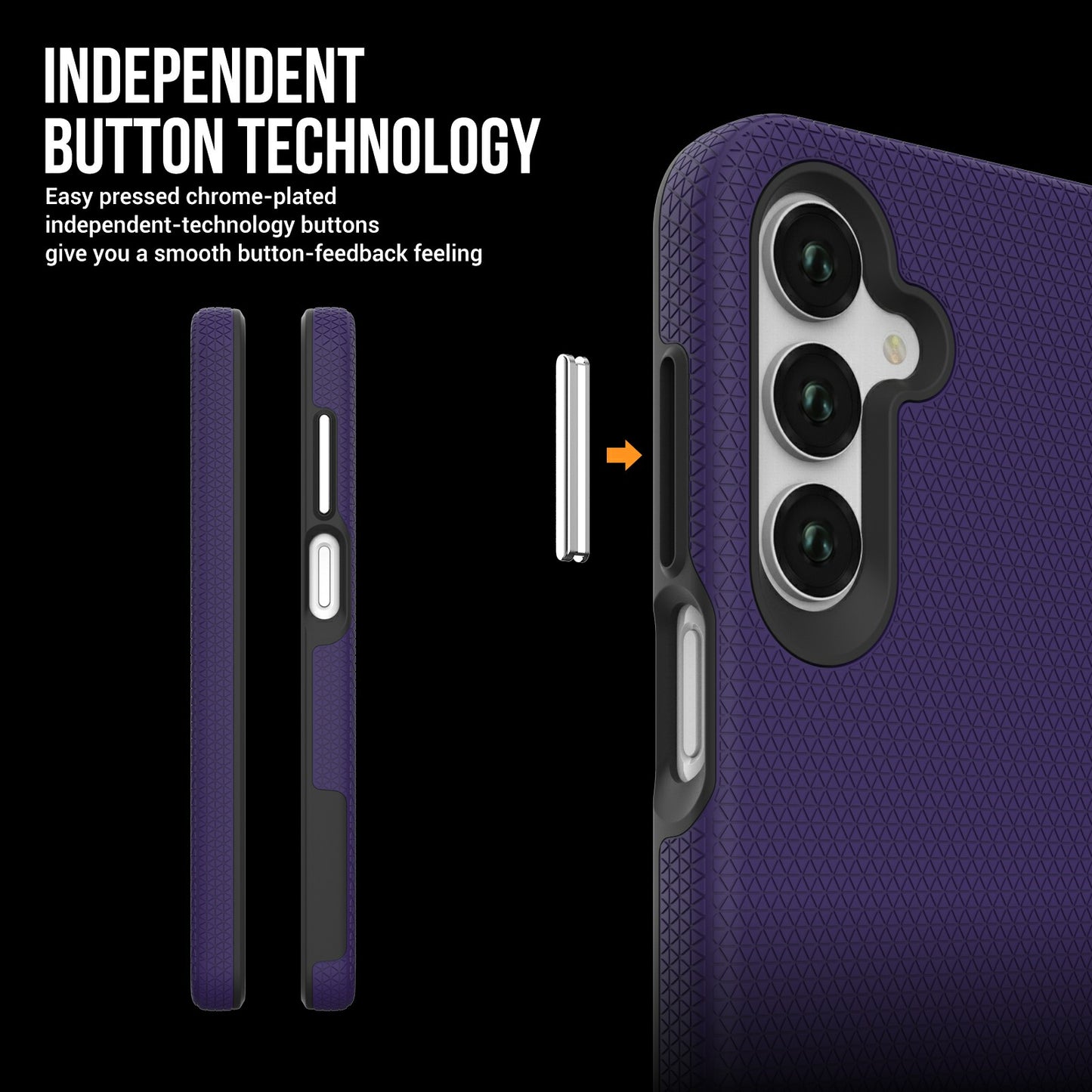 For Samsung Galaxy A16 5G / A16 4G Case TPU+PC Four Corner Anti-Drop Phone Cover - Dark Purple