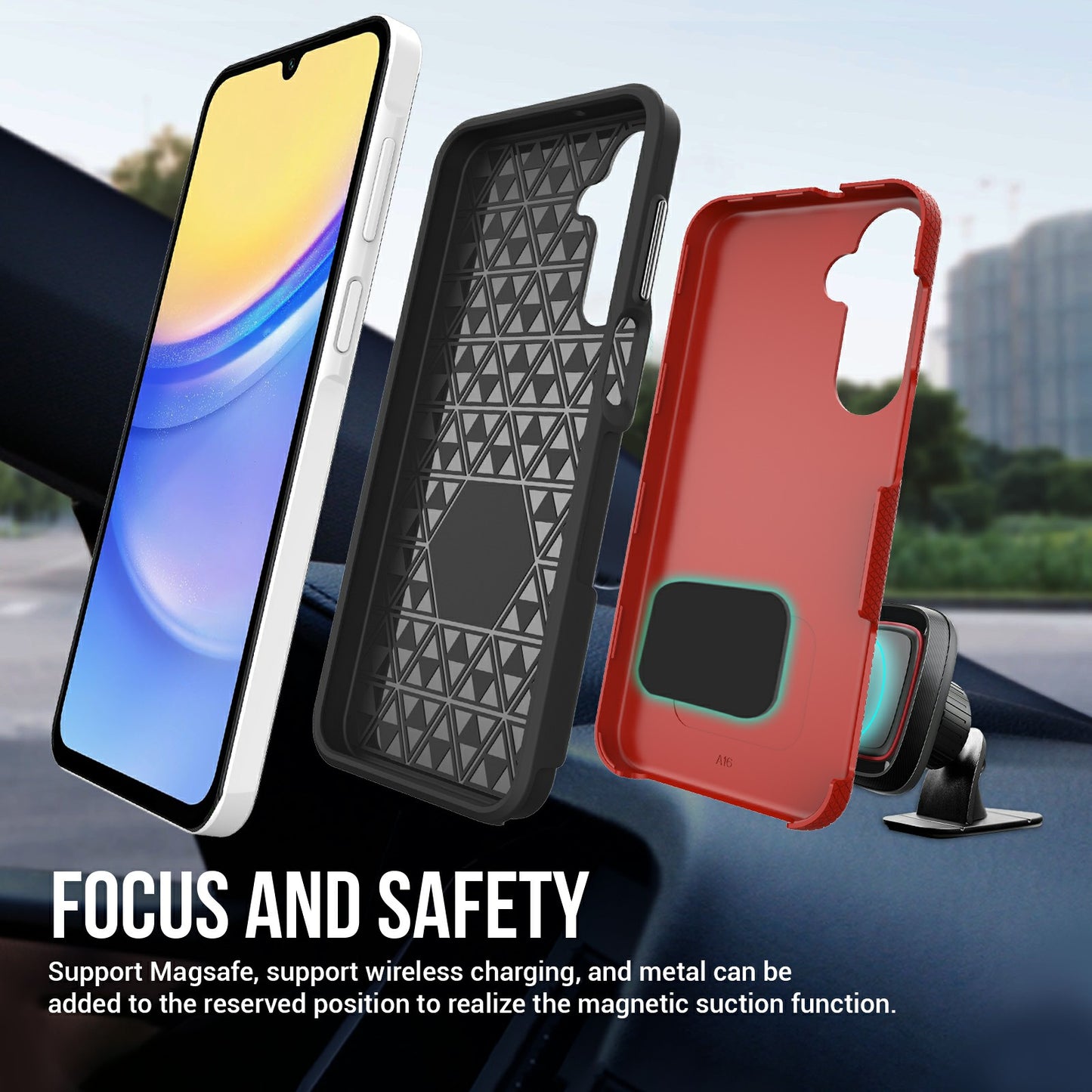 For Samsung Galaxy A16 5G / A16 4G Case TPU+PC Four Corner Anti-Drop Phone Cover - Red