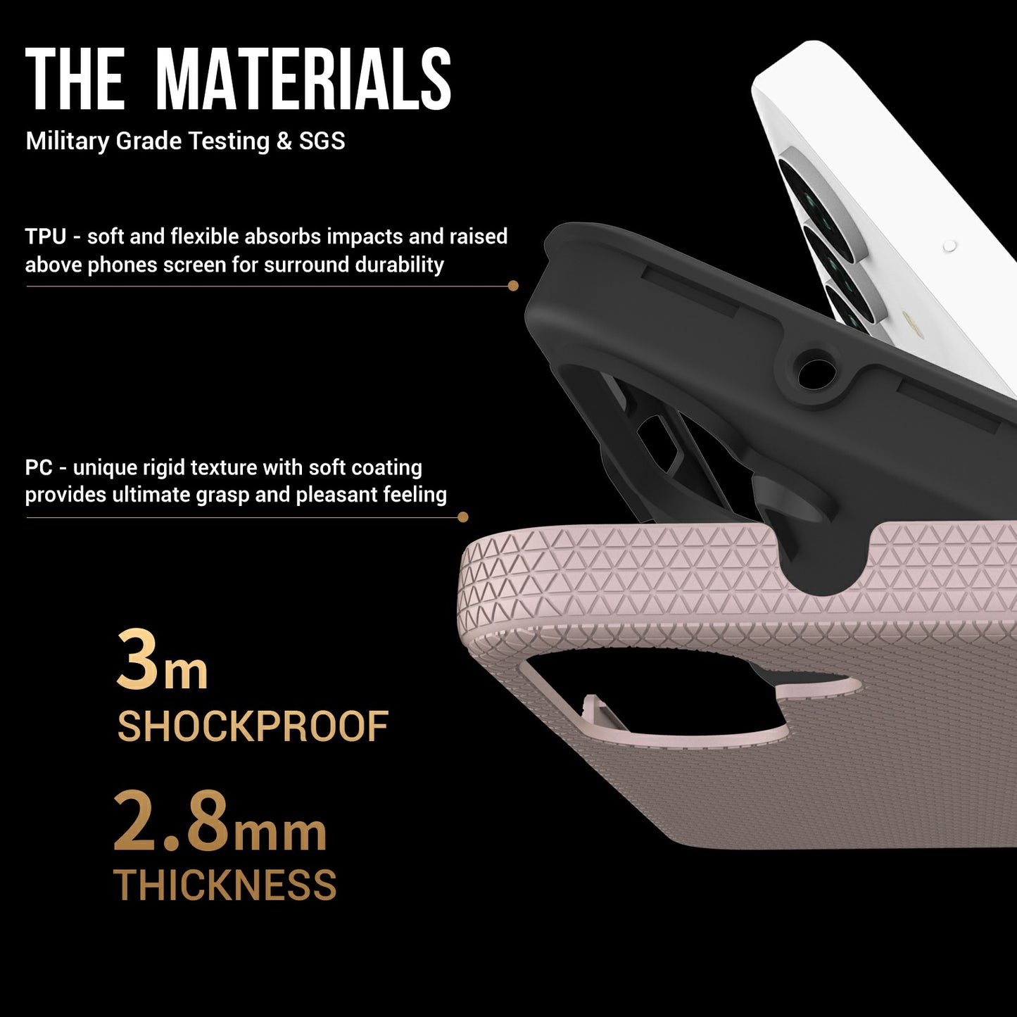 For Samsung Galaxy A16 5G / A16 4G Case TPU+PC Four Corner Anti-Drop Phone Cover - Rose Gold