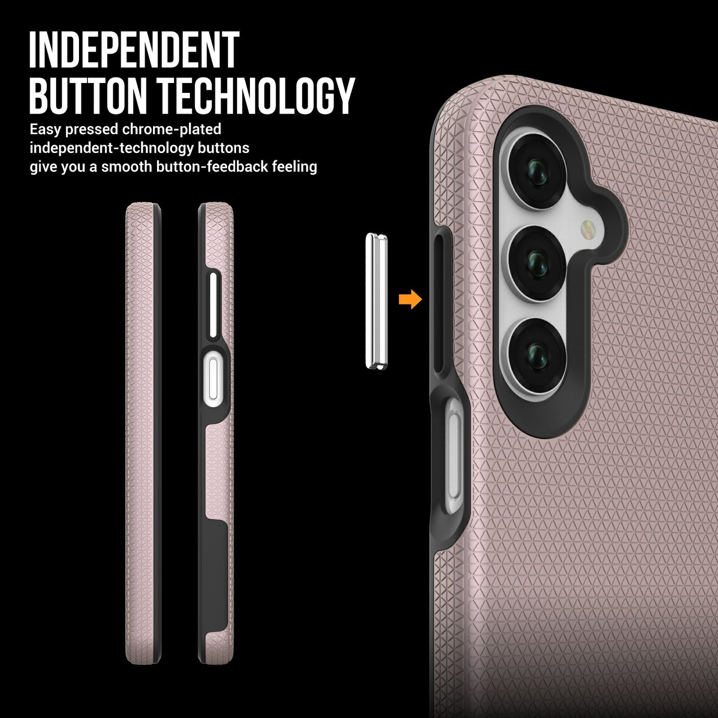 For Samsung Galaxy A16 5G / A16 4G Case TPU+PC Four Corner Anti-Drop Phone Cover - Rose Gold