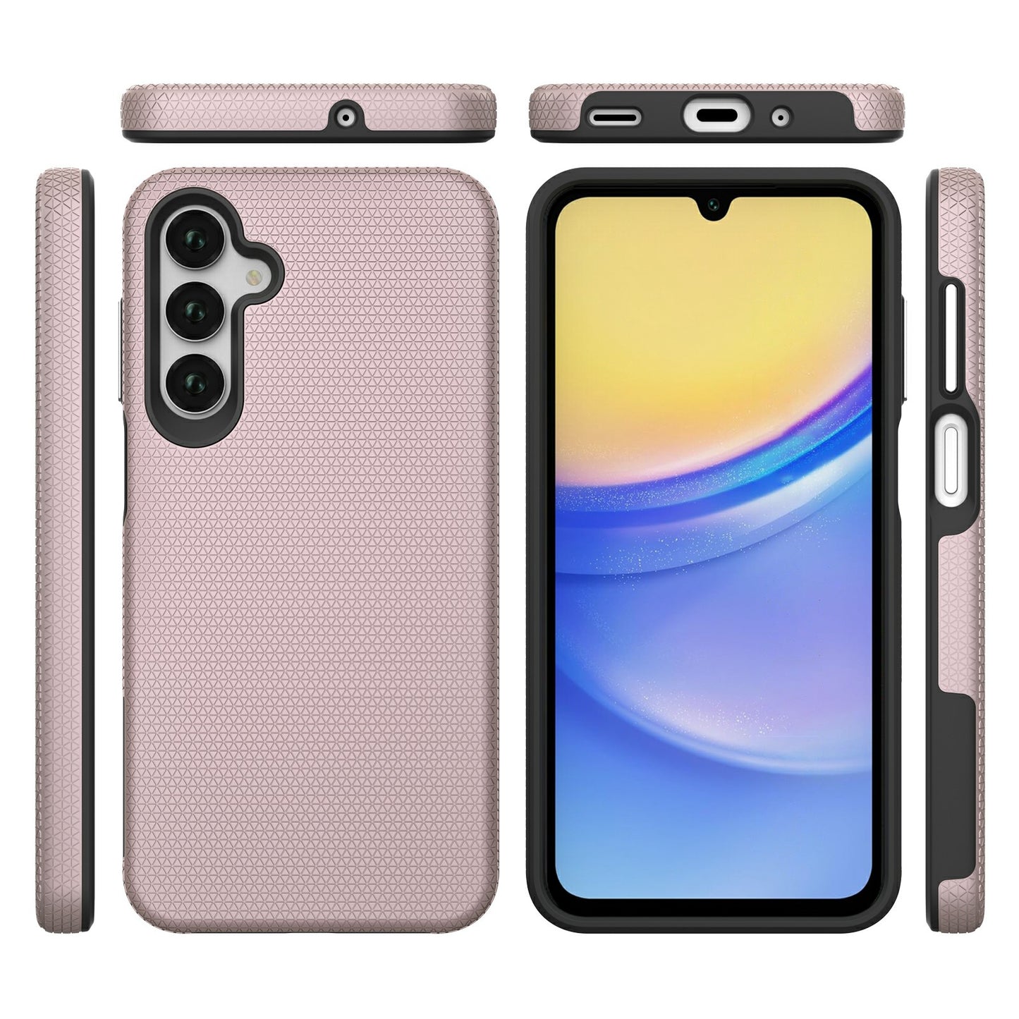 For Samsung Galaxy A16 5G / A16 4G Case TPU+PC Four Corner Anti-Drop Phone Cover - Rose Gold