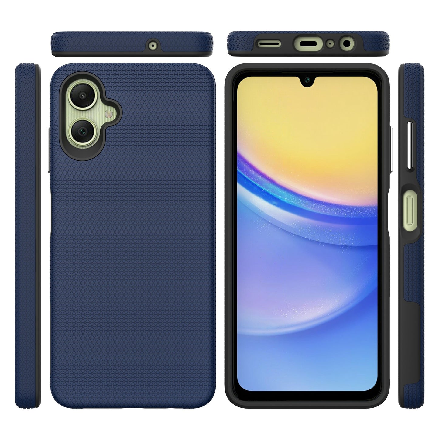 For Samsung Galaxy A06 Case TPU+PC Four Corner Anti-Drop Phone Cover - Navy Blue