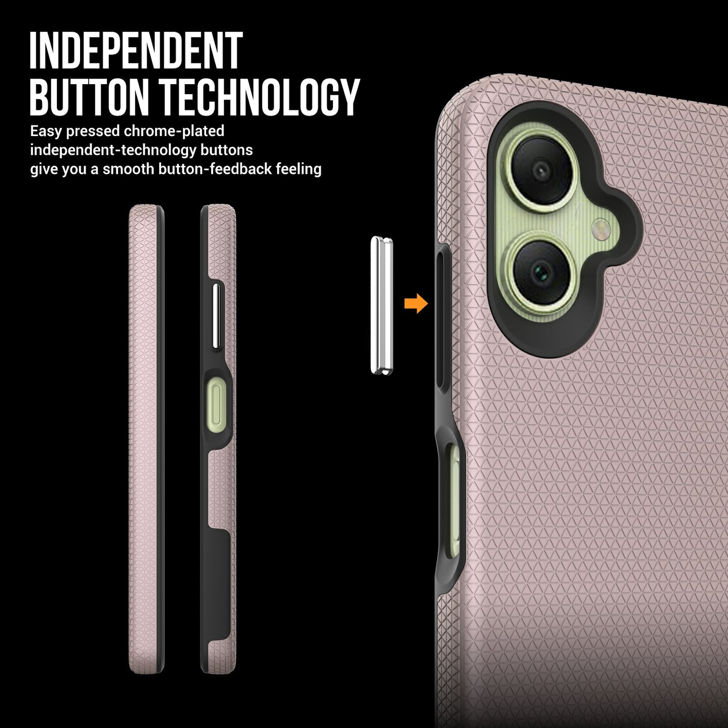 For Samsung Galaxy A06 Case TPU+PC Four Corner Anti-Drop Phone Cover - Rose Gold