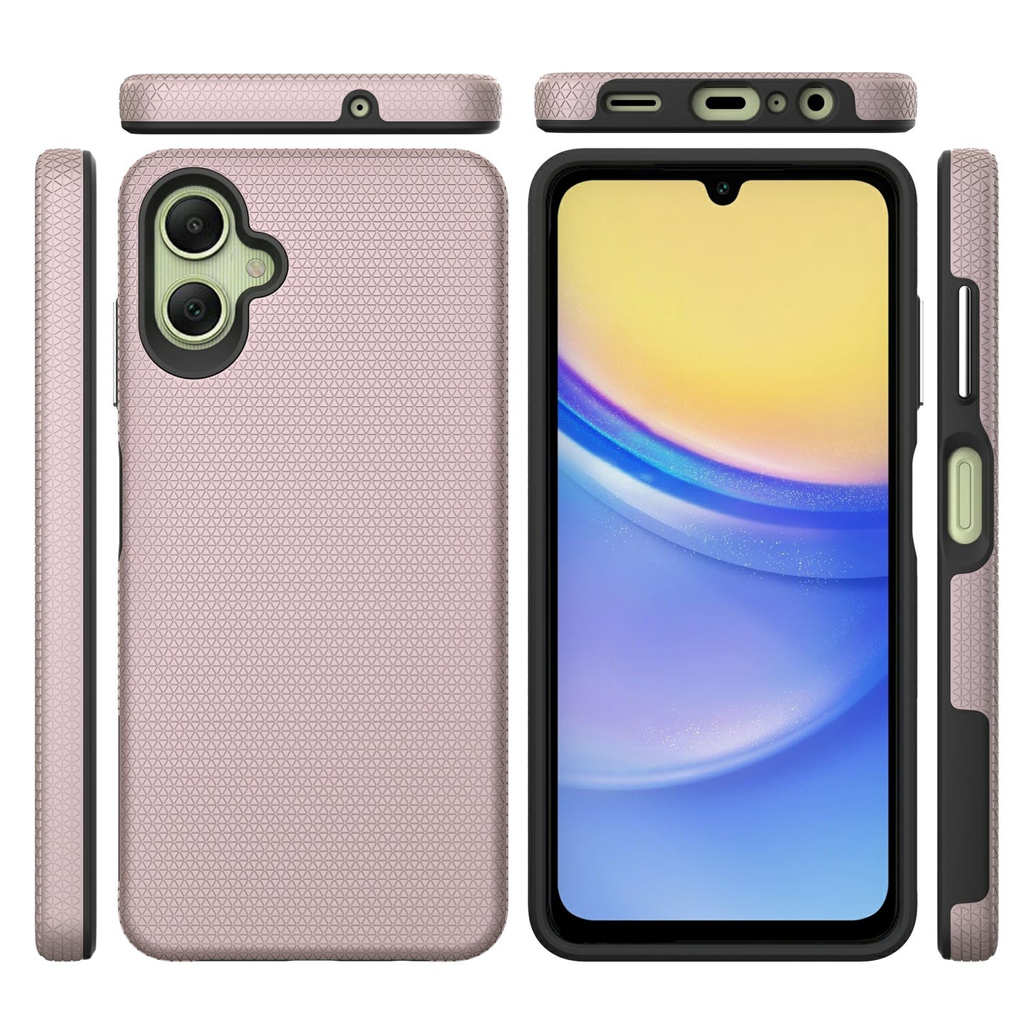 For Samsung Galaxy A06 Case TPU+PC Four Corner Anti-Drop Phone Cover - Rose Gold