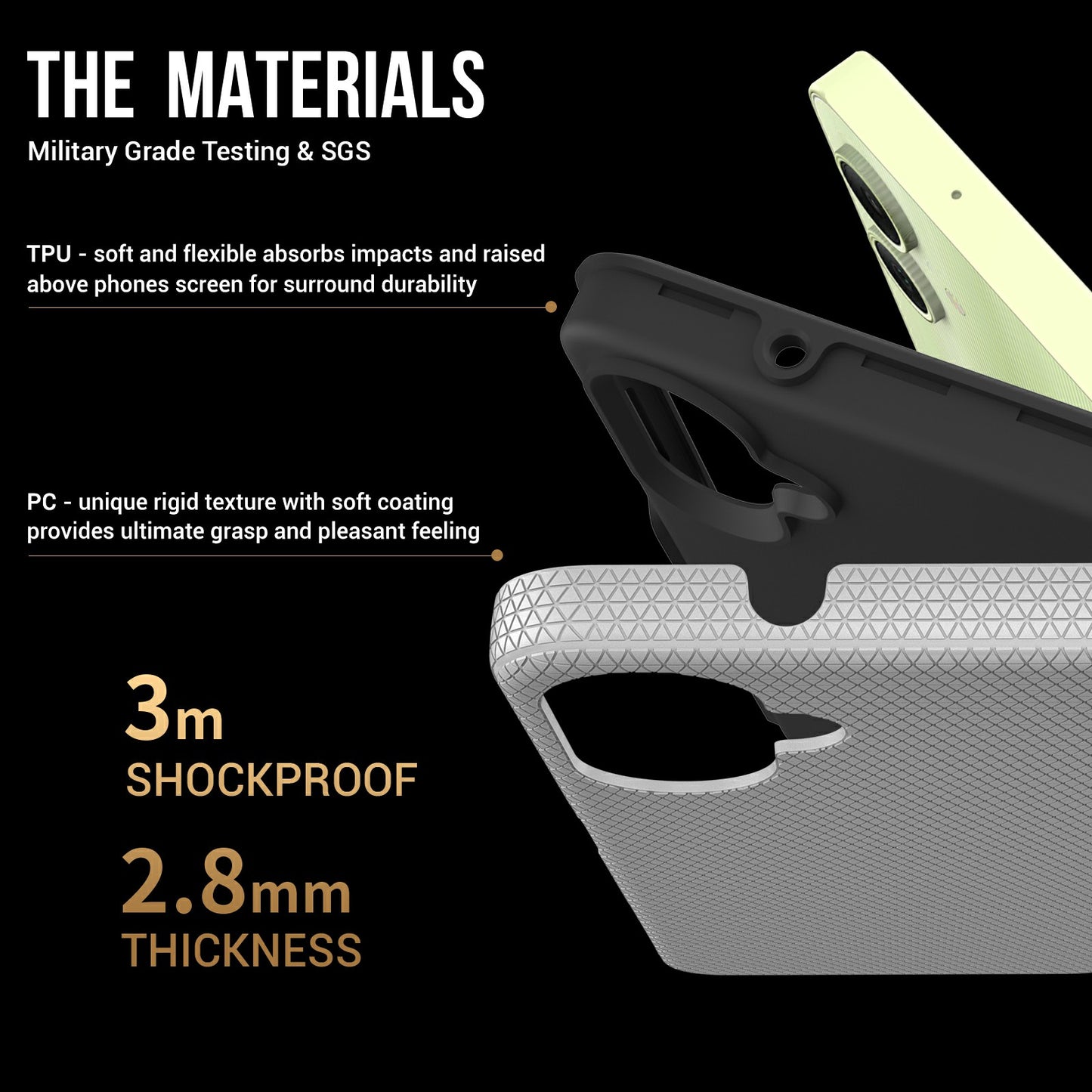 For Samsung Galaxy A06 Case TPU+PC Four Corner Anti-Drop Phone Cover - Silver