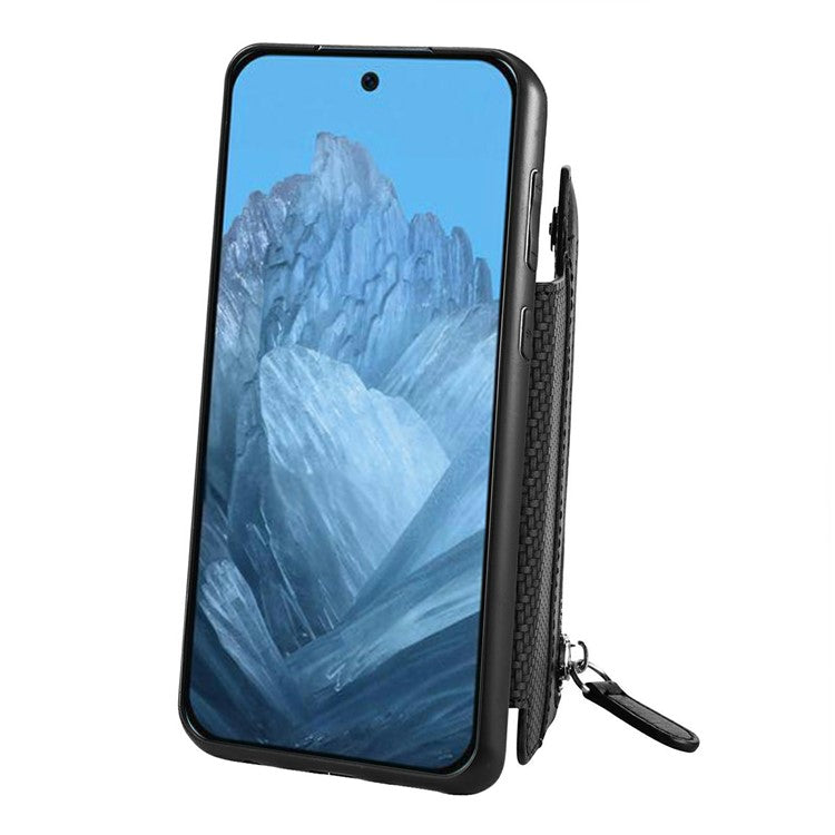 For Google Pixel 9 Pro XL Case Leather+PC+TPU Zipper Wallet Phone Shell Back Cover - Blue