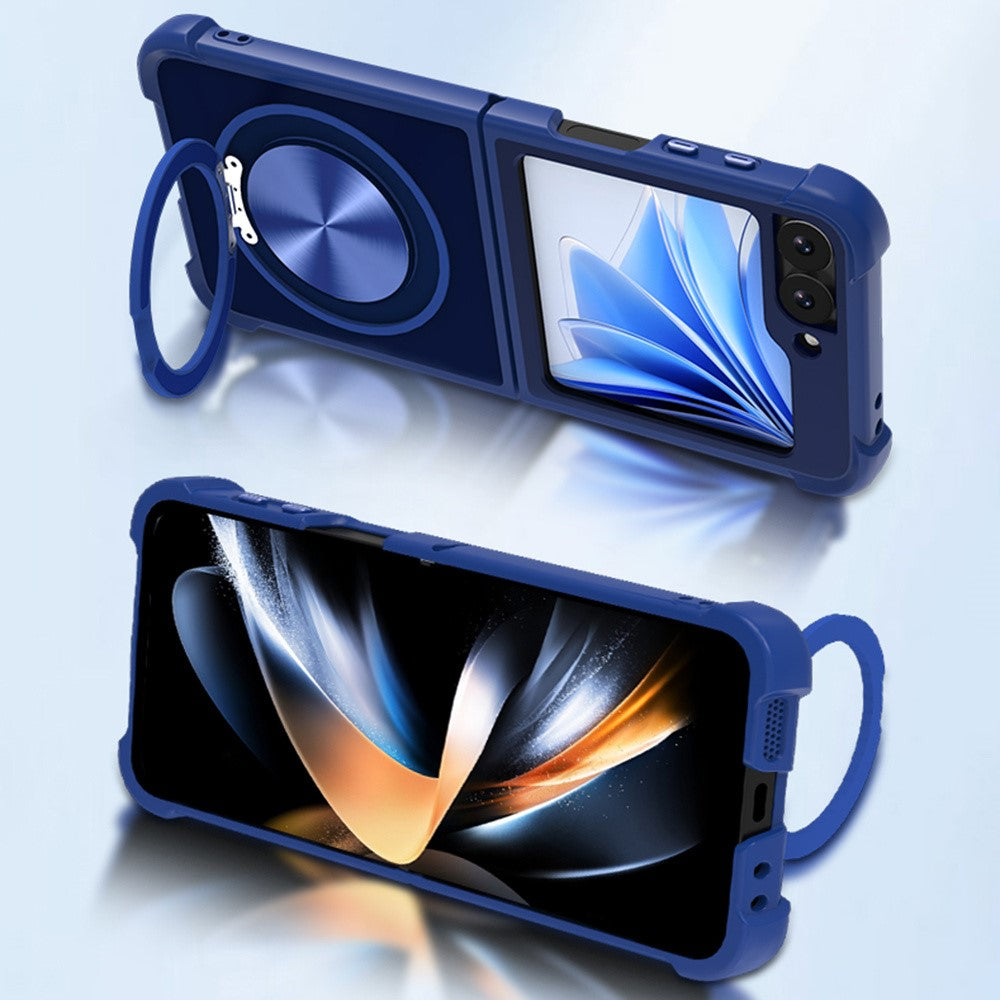 For Samsung Galaxy Z Flip7 FE 5G / Z Flip6 5G Case Compatible with MagSafe CD Vein Kickstand TPU+PC Phone Cover - Blue