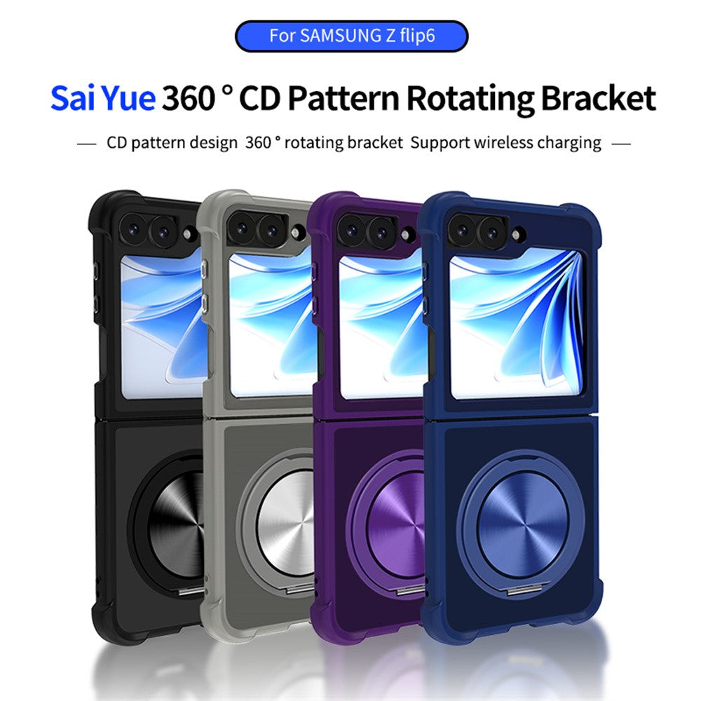 For Samsung Galaxy Z Flip7 FE 5G / Z Flip6 5G Case Compatible with MagSafe CD Vein Kickstand TPU+PC Phone Cover - Blue