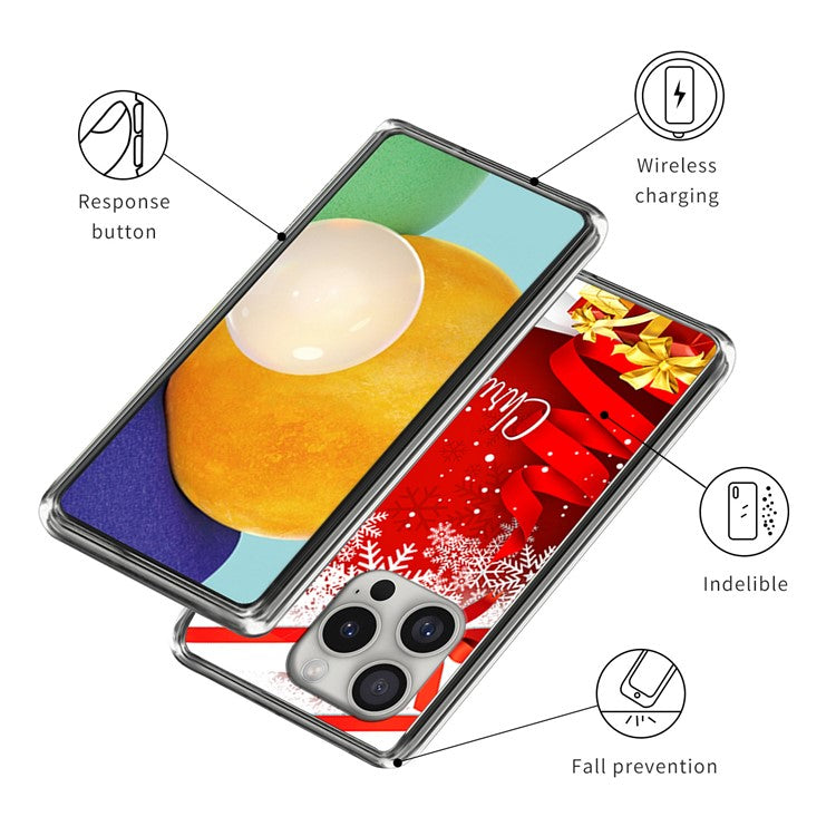 For iPhone 16 Pro Case Christmas Pattern Printing Soft TPU Phone Cover - Style K