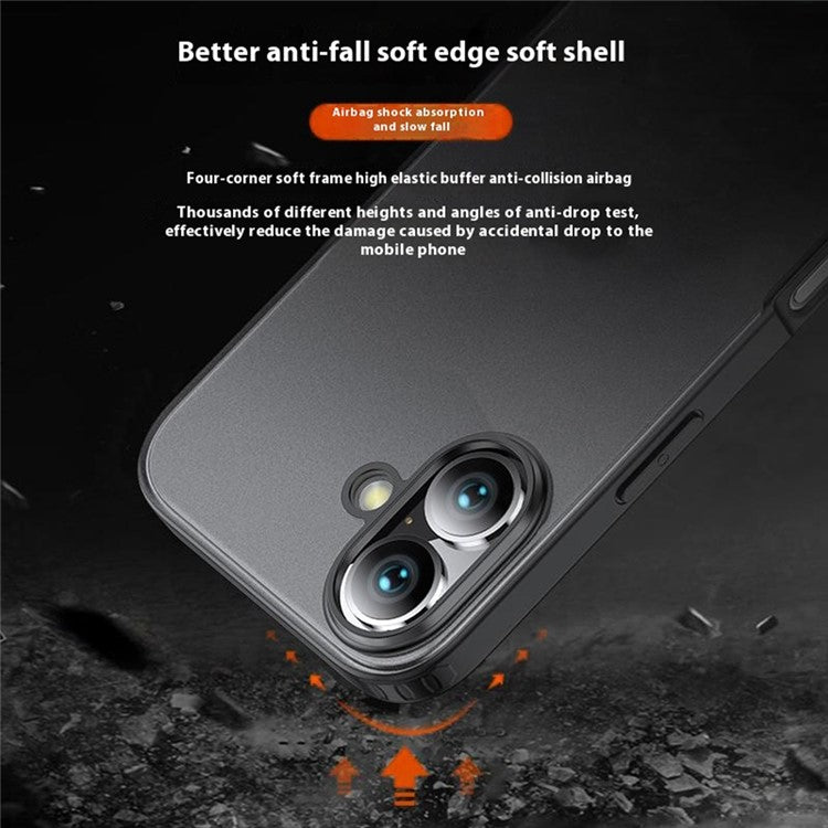 For iPhone 16 Plus Case PC+TPU Phone Cover Airbag Protection - Black