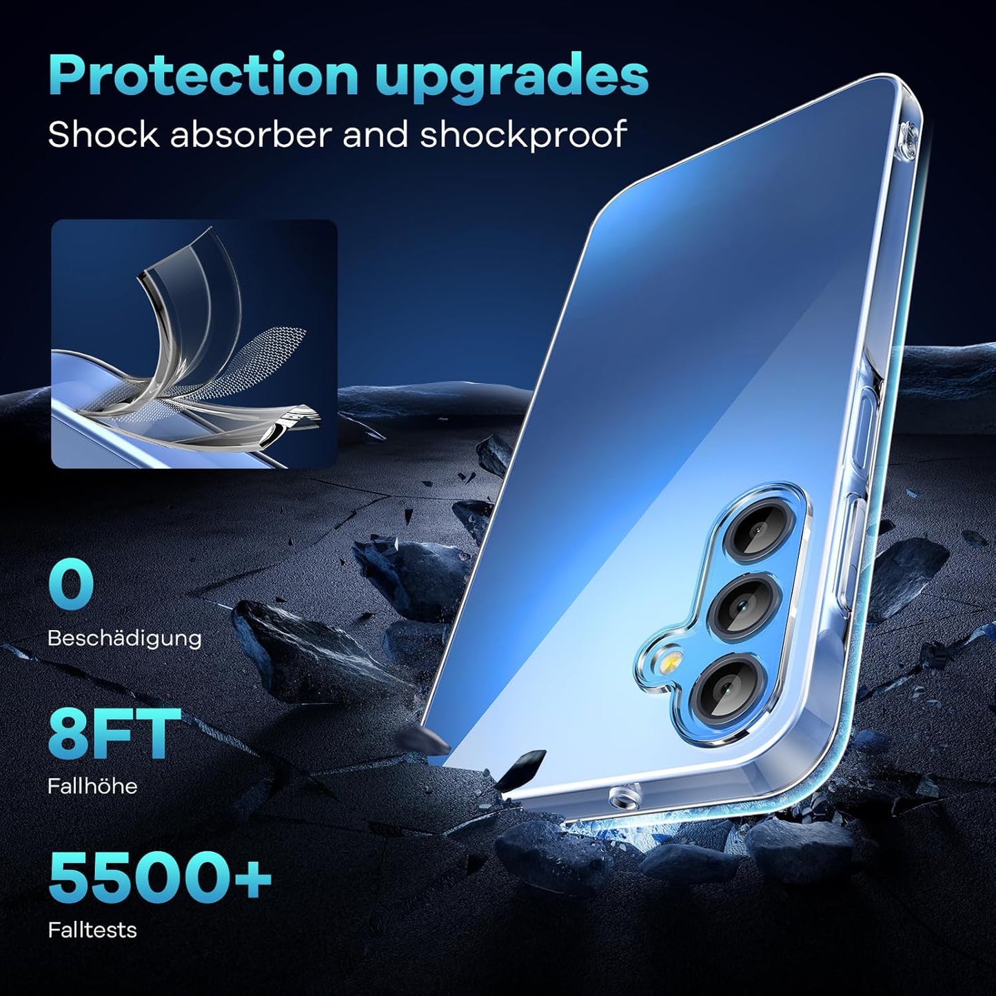 For Samsung Galaxy A16 5G / A16 4G Case TPU Clear Phone Cover + 2PCS Tempered Glass Screen Film 2.5D Arc Edge