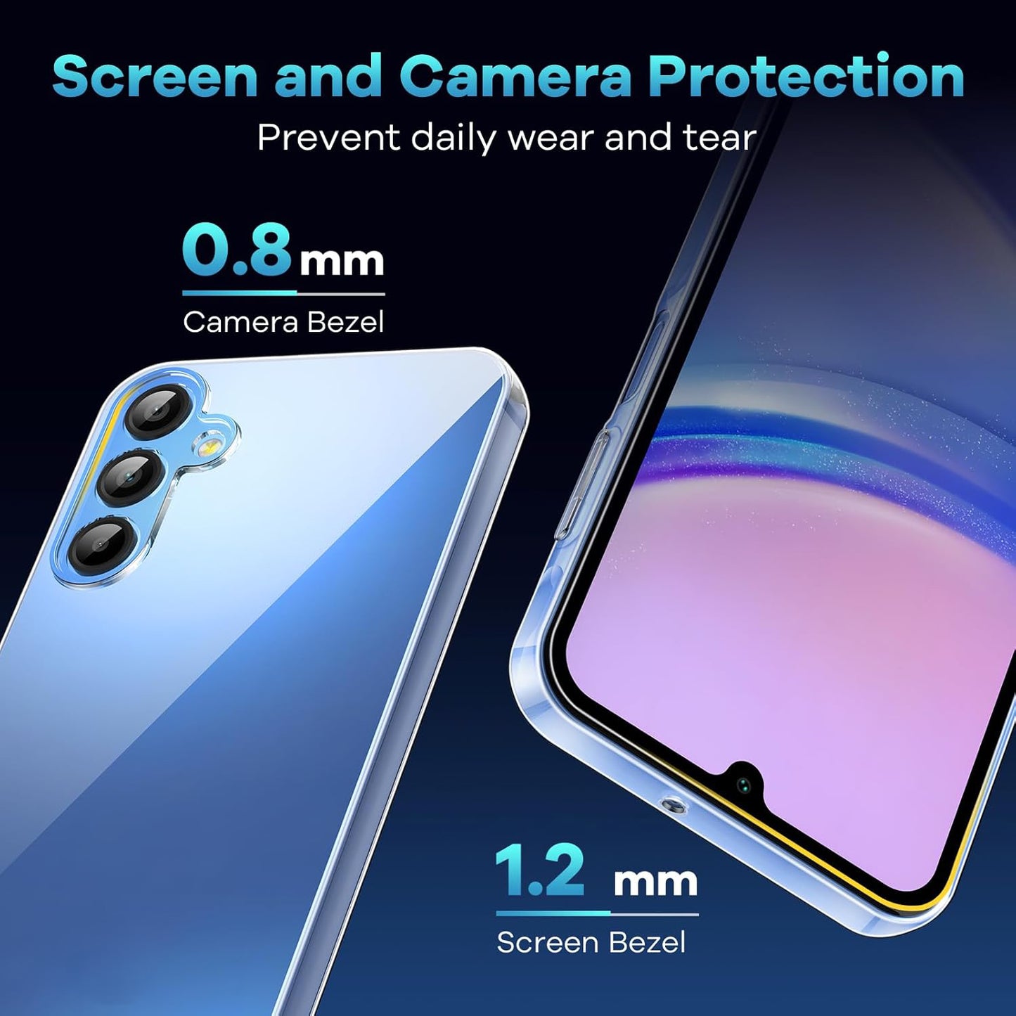 For Samsung Galaxy A16 5G / A16 4G Case TPU Clear Phone Cover + 2PCS Tempered Glass Screen Film 2.5D Arc Edge